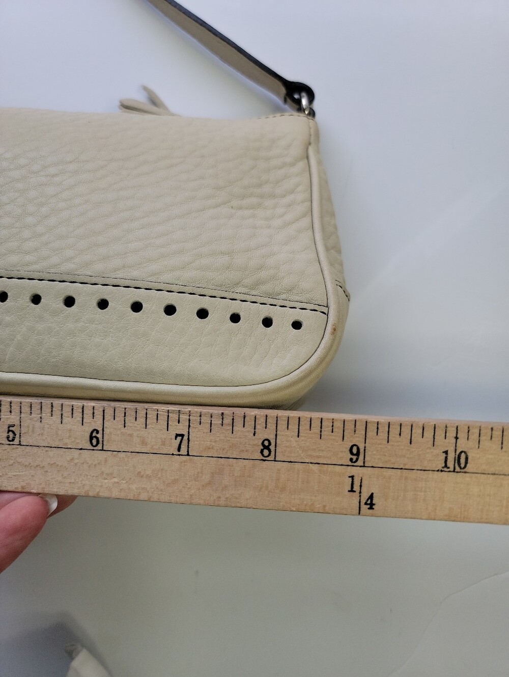 Y2k COACH Demi Baguette Purse Bone Pebbled Leather - Picture 9 of 15